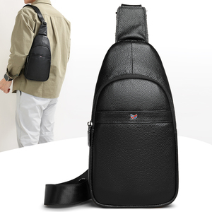 Borsa da Ciclismo Casual da Uomo, Borsa a Tracolla alla Moda, Borsa da Petto di Grande Capacità con Chiusura a Cerniera e Pelle PU Impermeabile - Product Image 1