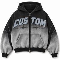 Sweat à capuche Premium en polaire épaisse avec strass effet cristal, coupe oversize et carrée, délavage vintage, logo personnalisé, style streetwear