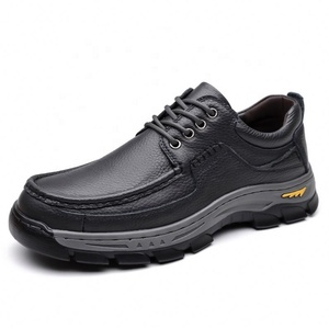 Men's Genuine Leather Casual <b>Shoes</b> Round Toe Thick Sole Outdoor Comfortable Walking <b>Shoes</b> All Seasons Cowhide Upper Rubber - Product Image 5