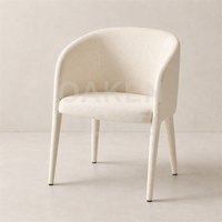 Chaise de salle à manger OAKEN moderne avec accoudoirs incurvés intégrés en tissu bouclé, entièrement enveloppée, mobilier de maison