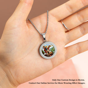 Pendentif religieux GIVELUCK T-Border Sainte Thérèse de Lisieux, médaille personnalisée plaquée or 18 carats, acier inoxydable, petite fleur, rose, croix - Product Image 3