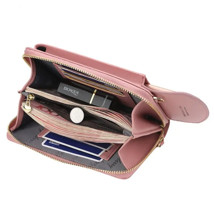 Chicas mujer famosa marca cartera 12 colores de color liso de La Moneda monedero Hasp mujer de tarjeta monedero