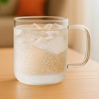 Vente en gros de tasses en verre borosilicate transparent à paroi simple de 16 oz avec poignée pour café, lait, café au lait, design minimaliste