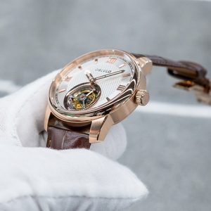 <span class=keywords><strong>OBLVLO</strong></span> Nouvelle Montre de Luxe Automatique Tourbillon pour Homme, Design Creux, Or Rose, Bracelet en Cuir, Étanche, Classique JM-TB - Product Image 2