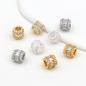 Color-preserving 14K gold-plated zircon crown-shaped lucky charm barrel bead with <b>matching</b> beads, handmade DIY <b>bracelet</b>, - Product Image 4