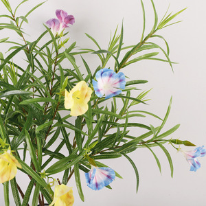 Flor Artificial de Gloría de la Mañana Verde Luli de 7 Ramas, 100 cm de Altura, Flor de Seda Plástica de Simulación Realista para Decoración del Hogar y Bodas - Product Image 1