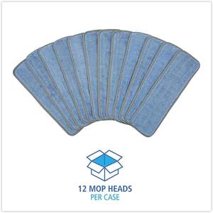 Cabezal de Mopa de Microfibra Boardwalk MFM185BCFDZ Azul 18 x 5 Pulgadas, Microfibra Plana Dividida con Respaldo de Gancho y Bucle, Docena - Product Image 1