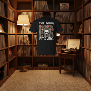 Camiseta negra para coleccionistas de discos de vinilo, unisex, cuello redondo, manga corta, para amantes de la música, DJ, audiófilos, promocional - Product Image 3