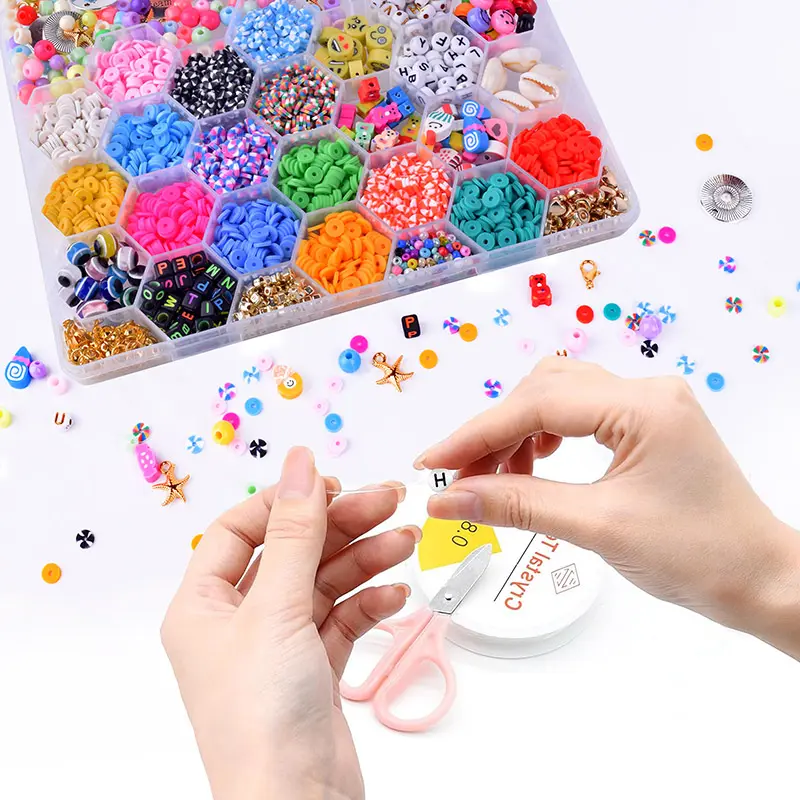 High Quality Customized 15colors 6mm Polymer Clay Beads Diy Educational Children Toy For Bracelet Making Kit