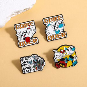 Clásico videojuego <span class=keywords><strong>Cuphead</strong></span> broche dibujos animados aventura juego aleación insignia fiesta regalo esmalte Pin - Product Image 2