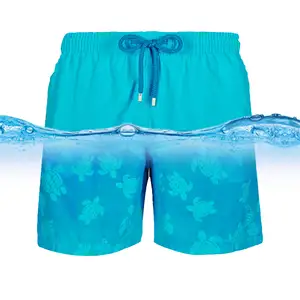 Short de bain personnalisé en coton hydroréactif pour hommes Short de bain respirant à taille haute avec poches