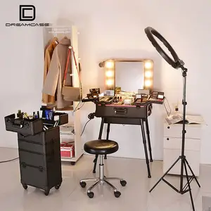 Dreamcase Sản phẩm mới trang điểm Organizer với LED gương mỹ phẩm Túi trường hợp