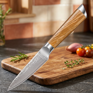 Couteau à éplucher professionnel, lame ondulée en acier inoxydable de 3,5 pouces, manche en bois, écologique, ambidextre, pour une utilisation en cuisine - Product Image 3