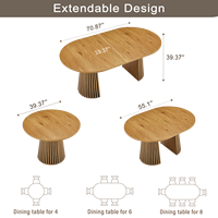 Table à manger ovale extensible élégante en MDF de 120-160 cm pour la maison, l'hôtel et les espaces de restauration – Nouveauté 2025 à prix compétitif