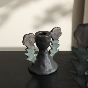 Candelabros <span class=keywords><strong>de</strong></span> Madera Pintados a Mano con Hojas Florales Negras, Arte Moderno, Estilo Botánico Antiguo, para Decoración del Hogar - Product Image 5