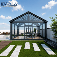 Kit Prefabricado de Terraza de Cristal con Estructura de Aluminio y Vidrio Solar Reflejante para Jardín Exterior de Cuatro Estaciones