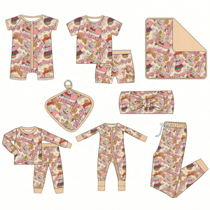 Ensemble de vêtements pour enfants en viscose de bambou biologique, pyjama patchwork motif poulet de ferme, combinaison pour tout-petits, vêtements de détente deux pièces pour enfants - Product Image 3