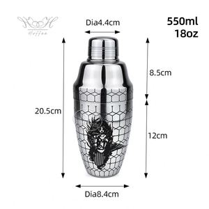 Coctelera de Acero Inoxidable de 550 ml (18 oz), Estilo Americano, de 3 Piezas, con Colador Integrado, para Cócteles, Vino y Bebidas - Product Image 3