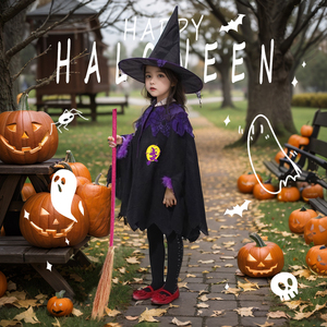 Halloween Cosplay bruja niña vestido capa <span class=keywords><strong>disfraz</strong></span> infantil para niñas padres carnaval reina diablo traje invierno personaje - Product Image 2