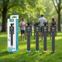 SUNING - Palo Selfie Telescópico Plegable de Aluminio con Cable Tipo C, Monopié Extensible de 1500 mm para Fotografía con Smartphone, Capacidad de Carga de 2 kg