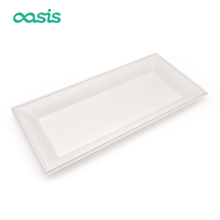 Assiettes en papier jetables écologiques Oasis, nouveau design, biodégradables, en bagasse, imperméables, résistantes à la graisse, sans BPA, 200°C, pour mariages