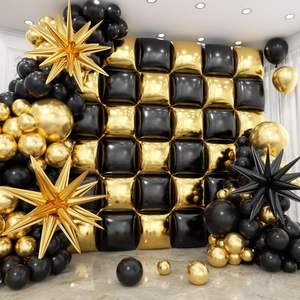Ballons carrés double face en aluminium <span class=keywords><strong>Ballon</strong></span> <span class=keywords><strong>gonflable</strong></span> Décoration de fête <span class=keywords><strong>Ballon</strong></span> mural de bonne qualité Noir et or clair - Product Image 3