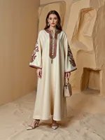 Vierwege-Stretch-Kleid mit Stickerei, Elegantes Langes Kleid mit Kordel-Stickerei, Original Fabrik-Direktvertrieb OEM