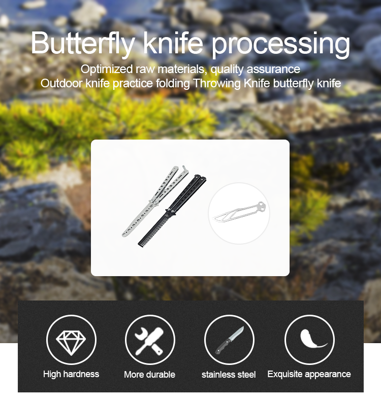 High Hardness CNC Turning Parts Foldable Stainless Steel Practice Butterfly Knife