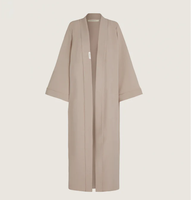 Robe Abaya unie à devant ouvert pour femme avec ensemble hijab assorti, robe maxi musulmane modeste pour femme