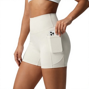 Women's High Waisted Seamless <b>Bike</b> Shorts With <b>Pockets</b> Solid Color Yoga Workout Fitness Running Shorts - Product Image 4