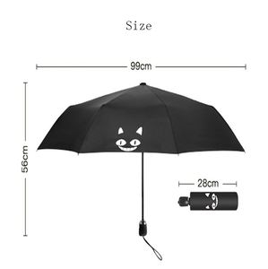 Parapluie pliant noir avec logo et impression de photos de chats - Product Image 3