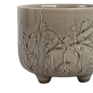 Vaso rotondo in gres goffrato per piante da interno e decorazioni per la casa, ideale per esporre su scaffali e patii - Product Image 5