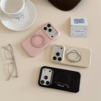 Coque de téléphone vintage simple et souple effet bulle froissée pour iPhone 18 Pro Max 17 16 15 14 avec support anneau rotatif à 360 degrés et protection intégrale