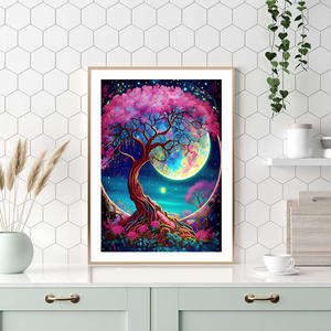 Diamant peinture paysage série fantaisie lune tordu cou arbre broderie à la main Premium ambiance Art décoration murale coffret cadeau - Product Image 3