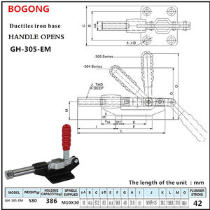 BOGONG HS CH GH-305-EM attrezzo manuale Push Pull azione attiva/disattiva morsetto a sgancio rapido 386kg capacità di tenuta 305EM - Product Image 2