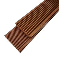 Plancher extérieur en WPC massif 140x20mm, résistant aux UV, grain de bois, imperméable, ignifuge B1, emboîtable, aspect teck, pour jardin