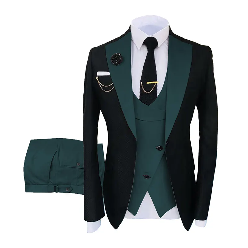 Fashion Trend Groomsmen Clothes, Male Formal Wedding Wear Men's Three-Piece Slim Suits/