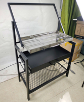 Gril de Barbecue Portable Rotatif Manuel à Retournement pour Cuisson de Viande en Extérieur/Cour avec Panier