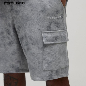 Shorts cargo tie-dye personnalisés pour homme, effet délavé, grandes poches, en molleton de coton, mi-longs, style streetwear - Product Image 3