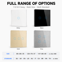 Interruptor Táctil de Pared 1234 Gang Eu UK Zigbee Tuya Universal para Hogar Inteligente con Control Alexa, Compatible con Luces de un Solo Cable y sin Cable, con Dimmer y Cortinas