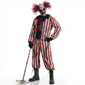 Disfraz de Payaso Terrorífico de Halloween con Goteo de Sangre para Hombre, Traje de Payaso Asesino Negro y Blanco con Máscara para Carnaval y Casa Embrujada - Product Image 4