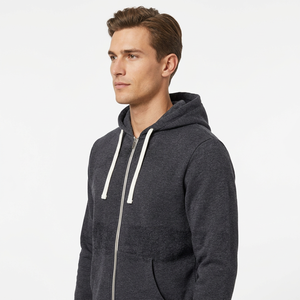 Sudadera con Capucha para Hombre B8285, Cuello Redondo, Transpirable, Manga Larga, Bordada, Tejido Sólido de Algodón/Fibra de Bambú - Product Image 3