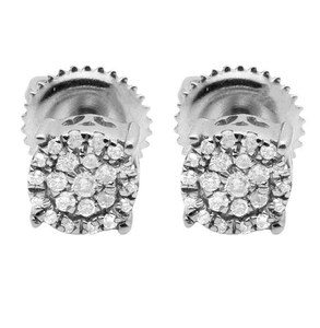 Pendientes Únicos con Diseño de Flor en Plata con Incrustaciones de Diamantes Cultivados en Laboratorio, Joyería de Moda en Oro de 10K para Hombres y Mujeres - Product Image 4