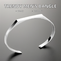 Bracelet de manchette en acier inoxydable tendance minimaliste pour homme Bracelet ouvert tendance Logo personnalisé à graver Style Hip Hop Plaqué Argent