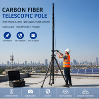 Perche télescopique en fibre de carbone avec système de mât télescopique à manivelle |   Mât léger haute résistance pour la communication et la caméra