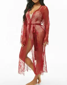 2023 Summer New Women Apparel Sexy Sheer Scalloped Lace Kimono Cardigan