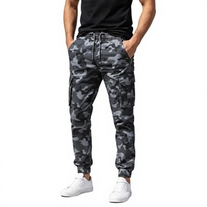 Pantalons cargo pour hommes fabriqués par OEM, multi-poches, tissus camouflage tissés, logo de marque personnalisé imprimé, streetwear tendance - Product Image 5