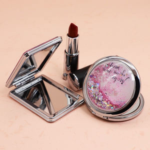 กระจกทรายเหลวในกระเป๋าลายหัวใจสองด้านพับได้สะท้อนแสงแบบพกพาสามารถออกแบบโลโก้ได้ตามต้องการ - Product Image 5