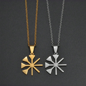 Fabricante Mayorista de Collares de Cadena con Eslabones Chapados en Oro de 18K con Amuleto Yezidi Lalish, Colgante de Acero Inoxidable Plateado con Signo Yazidi - Product Image 5