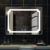 Miroir de salle de bain intelligent à LED avec affichage de la température et de l'heure, anti-buée, avec capteur tactile de luminosité, miroir de maquillage avec éclairage